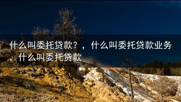 什么叫委托贷款？，什么叫委托贷款业务，什么叫委托贷款