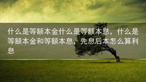 什么是等额本金什么是等额本息，什么是等额本金和等额本息，先息后本怎么算利息