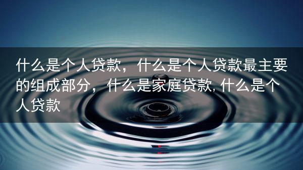 什么是个人贷款，什么是个人贷款最主要的组成部分，什么是家庭贷款,什么是个人贷款
