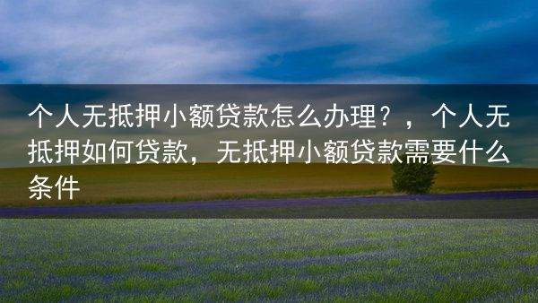 个人无抵押小额贷款怎么办理？，个人无抵押如何贷款，无抵押小额贷款需要什么条件