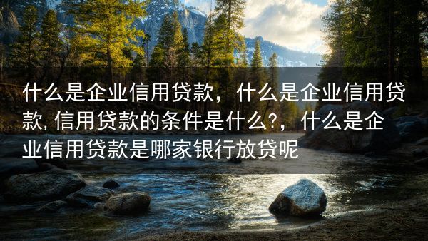 什么是企业信用贷款，什么是企业信用贷款,信用贷款的条件是什么?，什么是企业信用贷款是哪家银行放贷呢