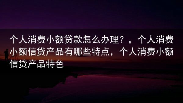 个人消费小额贷款怎么办理？，个人消费小额信贷产品有哪些特点，个人消费小额信贷产品特色