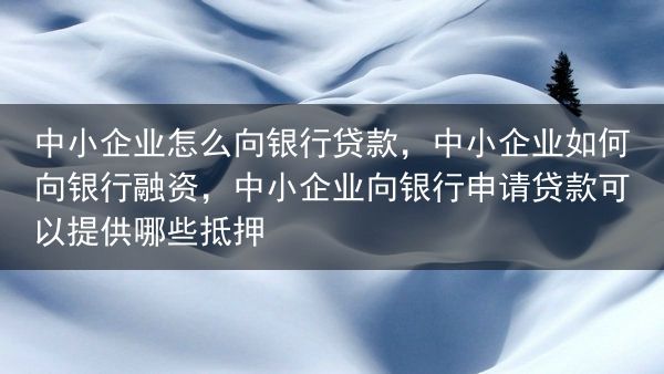 中小企业怎么向银行贷款，中小企业如何向银行融资，中小企业向银行申请贷款可以提供哪些抵押
