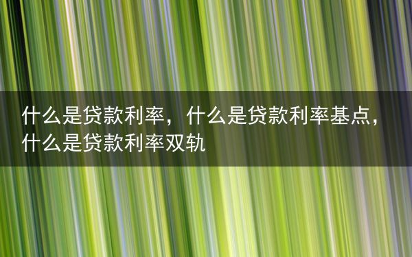 什么是贷款利率，什么是贷款利率基点，什么是贷款利率双轨