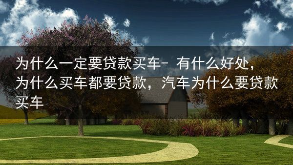 为什么一定要贷款买车? 有什么好处