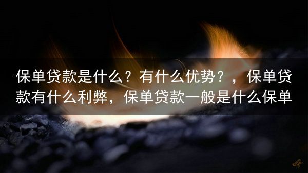 保单贷款是什么？有什么优势？，保单贷款有什么利弊，保单贷款一般是什么保单