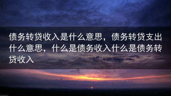 债务转贷收入是什么意思，债务转贷支出什么意思，什么是债务收入什么是债务转贷收入