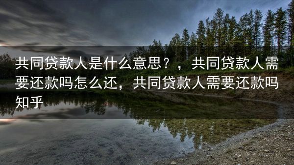 共同贷款人是什么意思？
