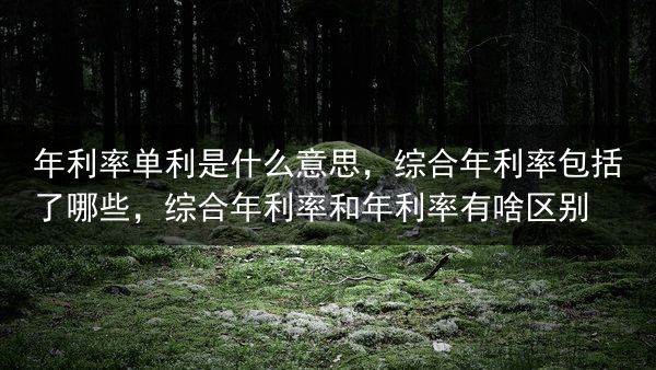 年利率单利是什么意思，综合年利率包括了哪些，综合年利率和年利率有啥区别