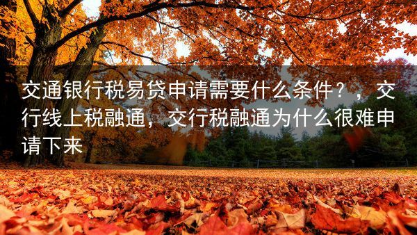 交通银行税易贷申请需要什么条件？，交行线上税融通，交行税融通为什么很难申请下来