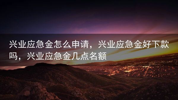 兴业应急金怎么申请，兴业应急金好下款吗，兴业应急金几点名额