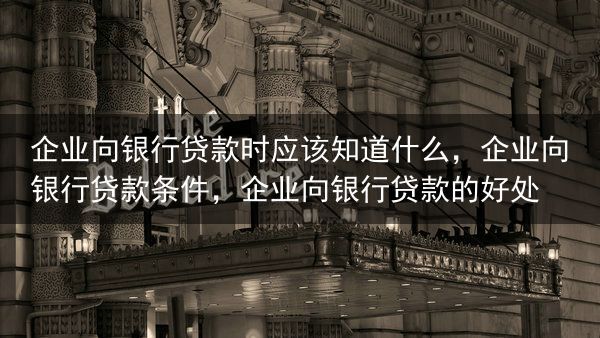 企业向银行贷款时应该知道什么，企业向银行贷款条件，企业向银行贷款的好处
