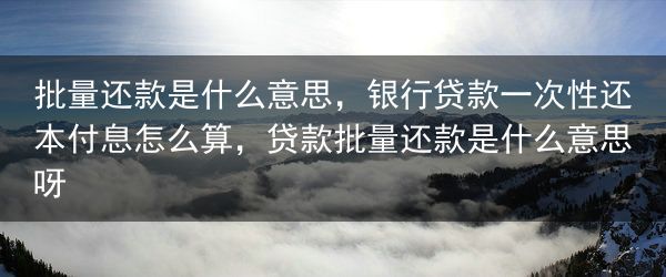 批量还款是什么意思，银行贷款一次性还本付息怎么算，贷款批量还款是什么意思呀