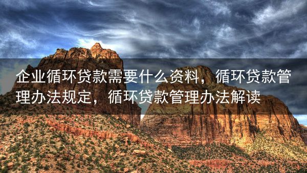 企业循环贷款需要什么资料，循环贷款管理办法规定，循环贷款管理办法解读