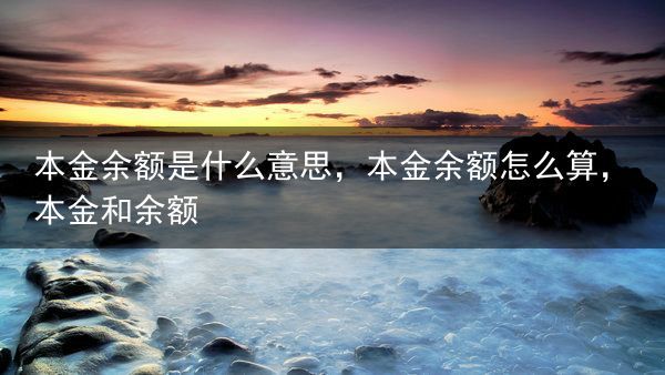 本金余额是什么意思，本金余额怎么算，本金和余额