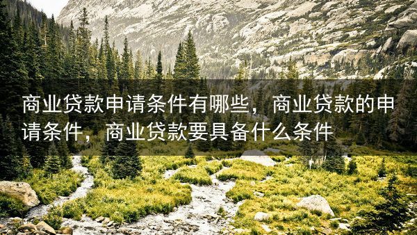 商业贷款申请条件有哪些，商业贷款的申请条件，商业贷款要具备什么条件