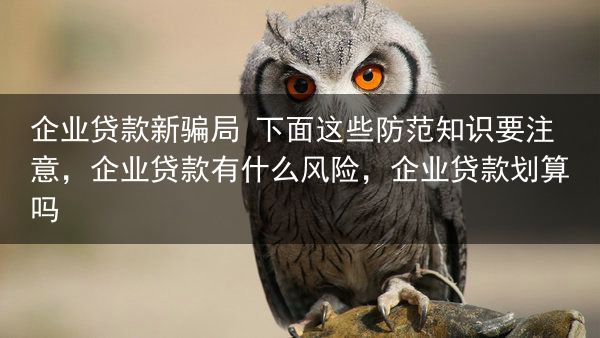 企业贷款新骗局 下面这些防范知识要注意