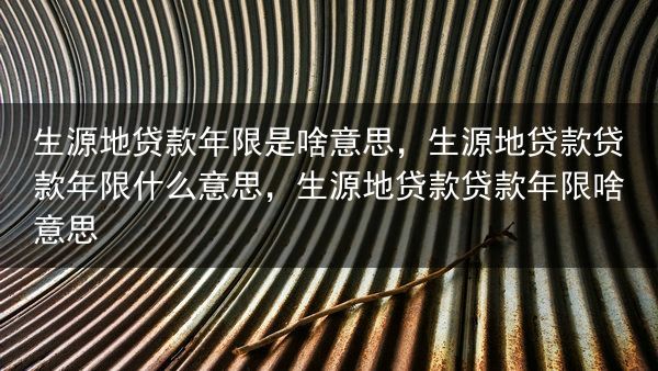 生源地贷款年限是啥意思，生源地贷款贷款年限什么意思，生源地贷款贷款年限啥意思
