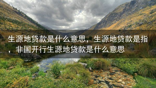 生源地贷款是什么意思，生源地贷款是指，非国开行生源地贷款是什么意思