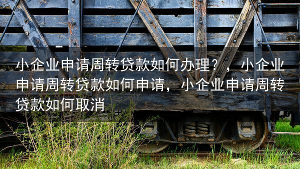 小企业申请周转贷款如何办理？，小企业申请周转贷款如何申请，小企业申请周转贷款如何取消