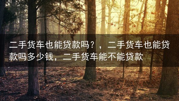 二手货车也能贷款吗？，二手货车也能贷款吗多少钱，二手货车能不能贷款