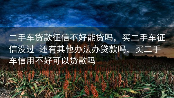 二手车贷款征信不好能贷吗，买二手车征信没过 还有其他办法办贷款吗，买二手车信用不好可以贷款吗