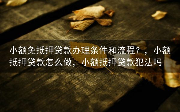 小额免抵押贷款办理条件和流程？，小额抵押贷款怎么做，小额抵押贷款犯法吗
