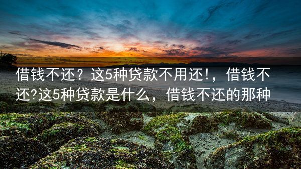 借钱不还？这5种贷款不用还!，借钱不还?这5种贷款是什么，借钱不还的那种