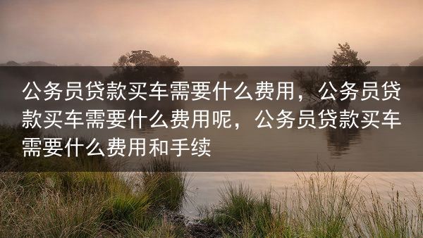 公务员贷款买车需要什么费用