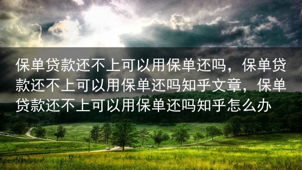 保单贷款还不上可以用保单还吗，保单贷款还不上可以用保单还吗知乎文章，保单贷款还不上可以用保单还吗知乎···