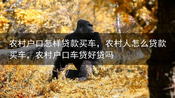 农村户口怎样贷款买车，农村人怎么贷款买车，农村户口车贷好贷吗