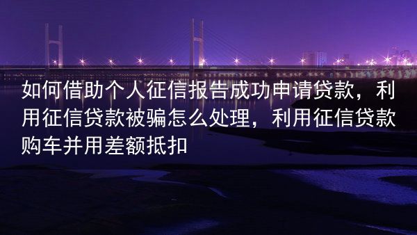 如何借助个人征信报告成功申请贷款，利用征信贷款被骗怎么处理，利用征信贷款购车并用差额抵扣