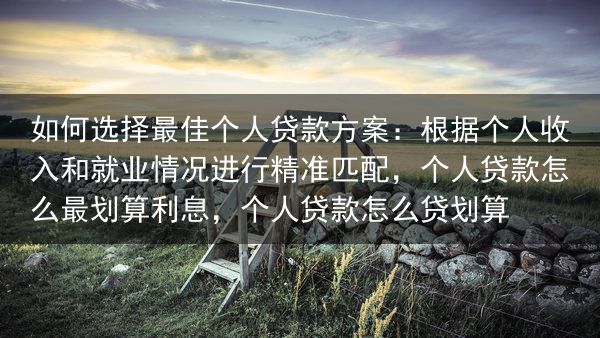 如何选择最佳个人贷款方案：根据个人收入和就业情况进行精准匹配，个人贷款怎么最划算利息，个人贷款怎么贷···