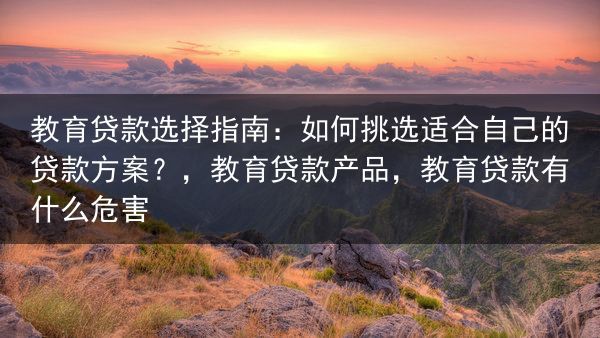 教育贷款选择指南：如何挑选适合自己的贷款方案？，教育贷款产品，教育贷款有什么危害