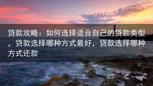 贷款攻略：如何选择适合自己的贷款类型，贷款选择哪种方式最好，贷款选择哪种方式还款