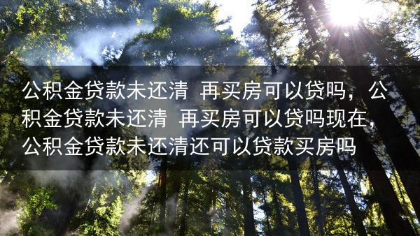 公积金贷款未还清 再买房可以贷吗