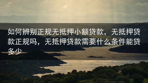 如何辨别正规无抵押小额贷款，无抵押贷款正规吗，无抵押贷款需要什么条件能贷多少