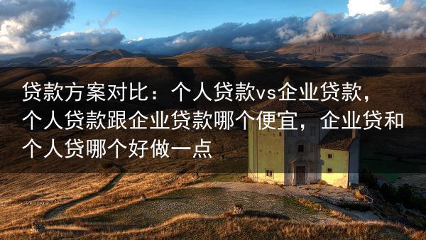 贷款方案对比：个人贷款vs企业贷款，个人贷款跟企业贷款哪个便宜，企业贷和个人贷哪个好做一点