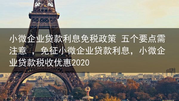 小微企业贷款利息免税政策 五个要点需注意 ，免征小微企业贷款利息，小微企业贷款税收优惠2020