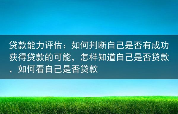 贷款能力评估：如何判断自己是否有成功获得贷款的可能，怎样知道自己是否贷款，如何看自己是否贷款