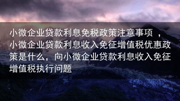 小微企业贷款利息免税政策注意事项 ，小微企业贷款利息收入免征增值税优惠政策是什么，向小微企业贷款利息···