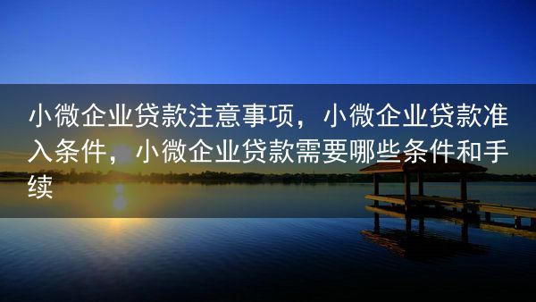 小微企业贷款注意事项，小微企业贷款准入条件，小微企业贷款需要哪些条件和手续
