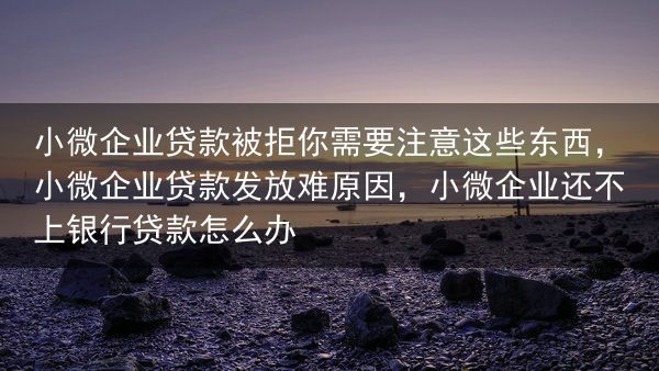 小微企业贷款被拒你需要注意这些东西