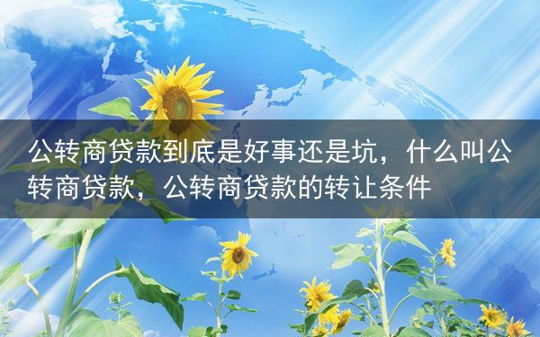 公转商贷款到底是好事还是坑