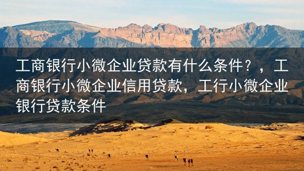 工商银行小微企业贷款有什么条件？，工商银行小微企业信用贷款，工行小微企业银行贷款条件