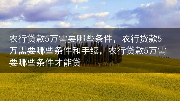 农行贷款5万需要哪些条件