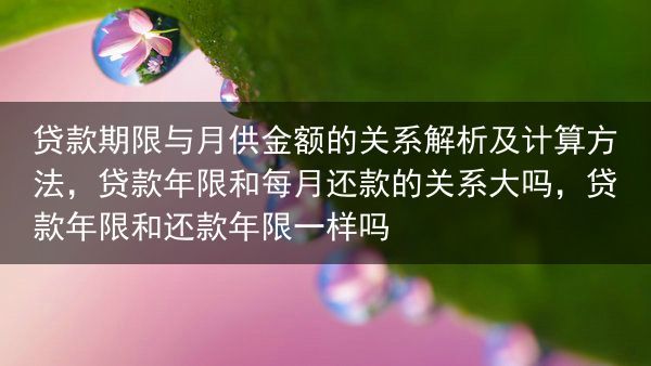 贷款期限与月供金额的关系解析及计算方法，贷款年限和每月还款的关系大吗，贷款年限和还款年限一样吗