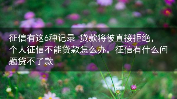 征信有这6种记录 贷款将被直接拒绝，个人征信不能贷款怎么办，征信有什么问题贷不了款