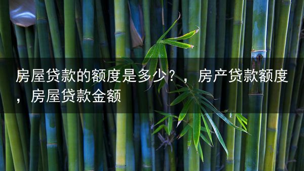 房屋贷款的额度是多少？，房产贷款额度，房屋贷款金额