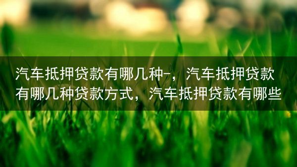 汽车抵押贷款有哪几种-，汽车抵押贷款有哪几种贷款方式，汽车抵押贷款有哪些
